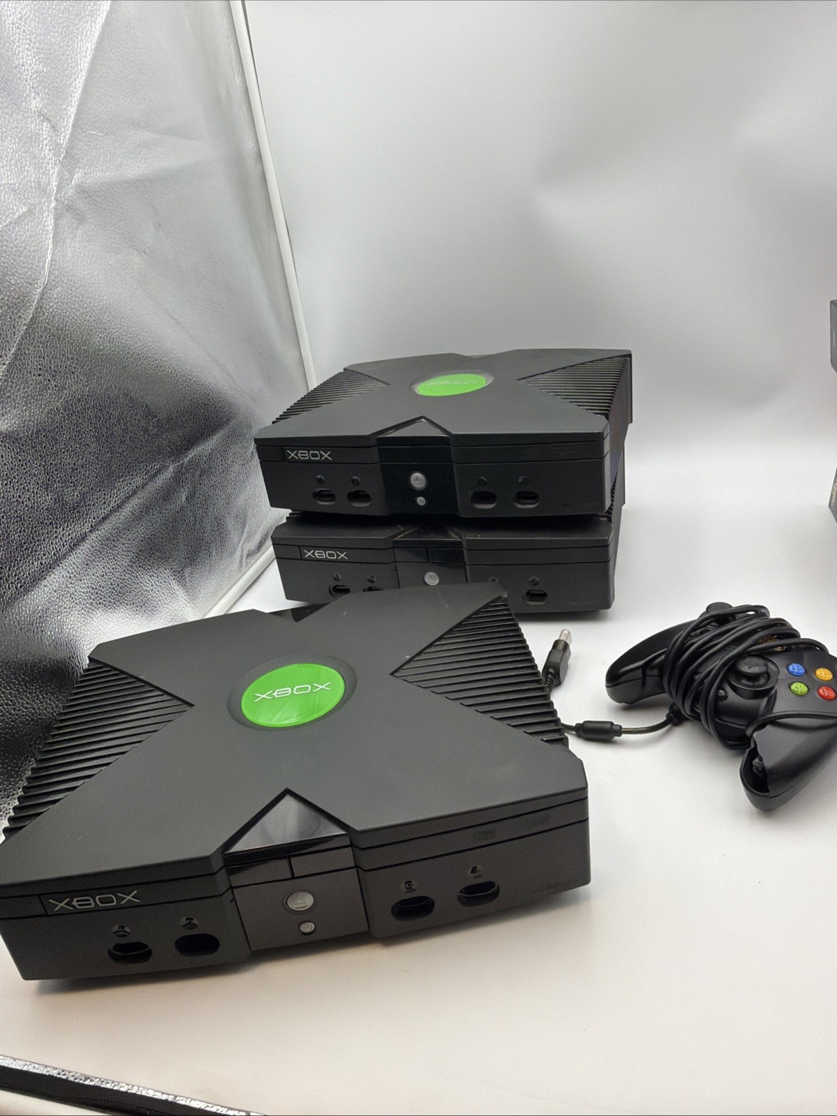 3 Xbox Console Lot, No Cords Or Controllers 2 For Parts, 1 Clean And Working
