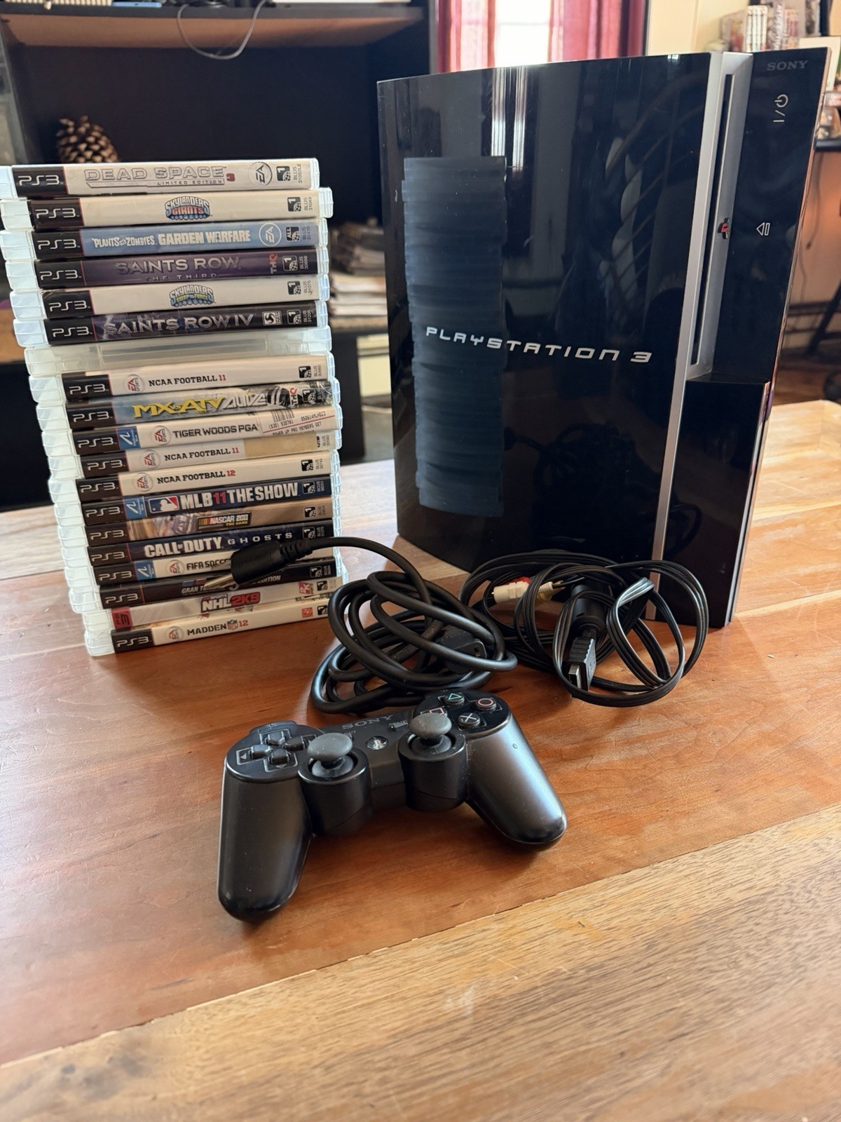 Sony PlayStation 3 PS3 80GB Fat Console Bundle CECHL01 W/ 19 Games, Controller