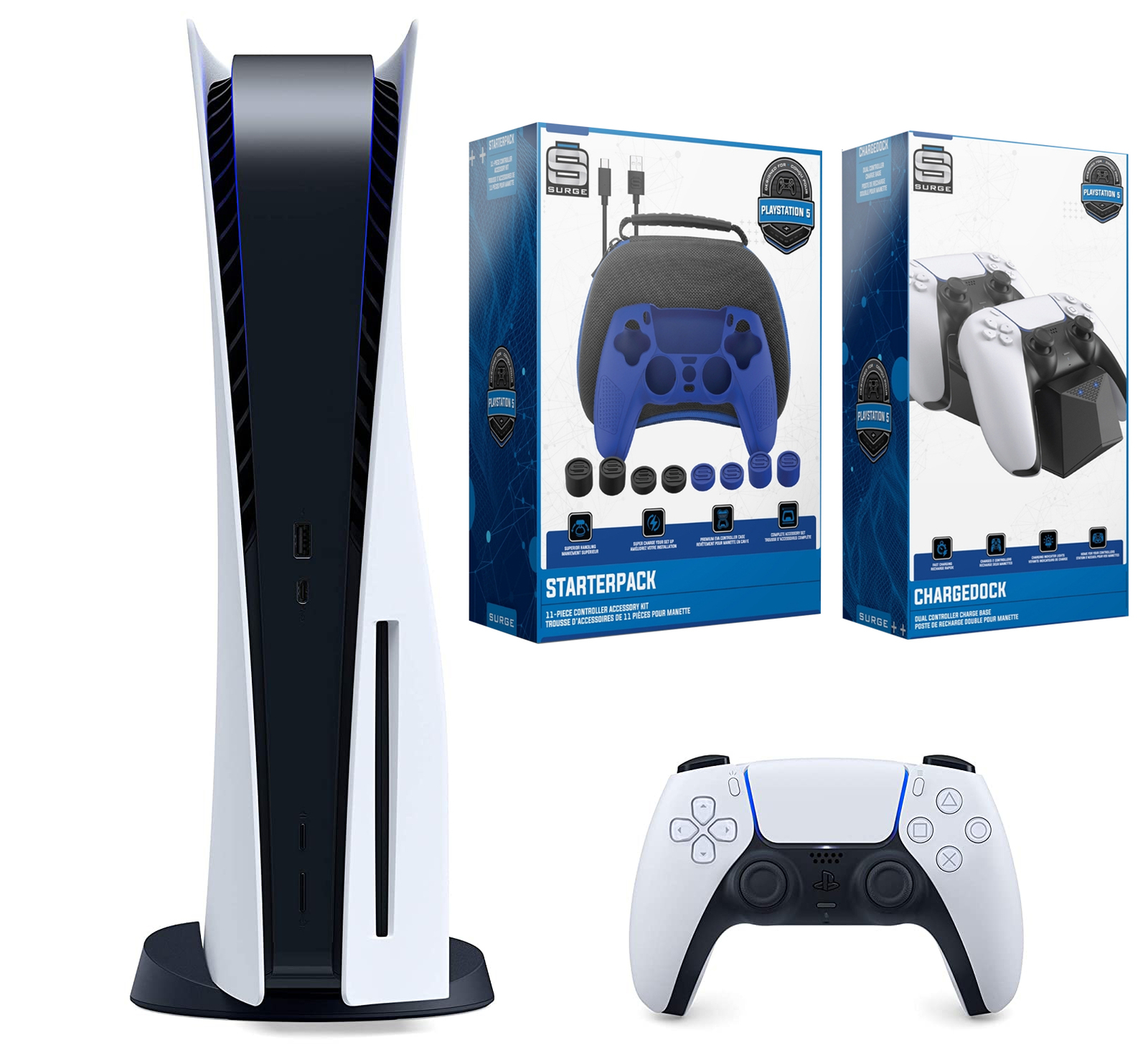 Sony Playstation 5 Disc Version with Charging Station and Starter Pack Bundle