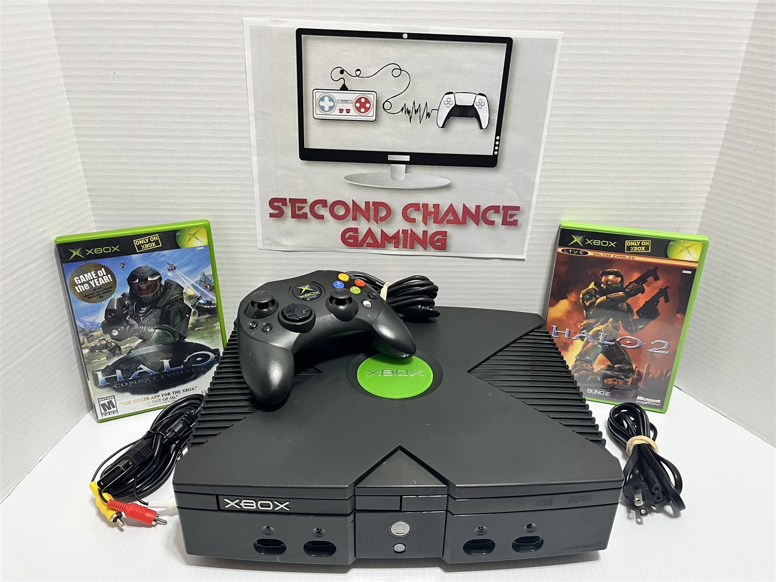 Original Xbox Console Bundle Halo 1 & 2 Games + Controller – Fully Refurbished