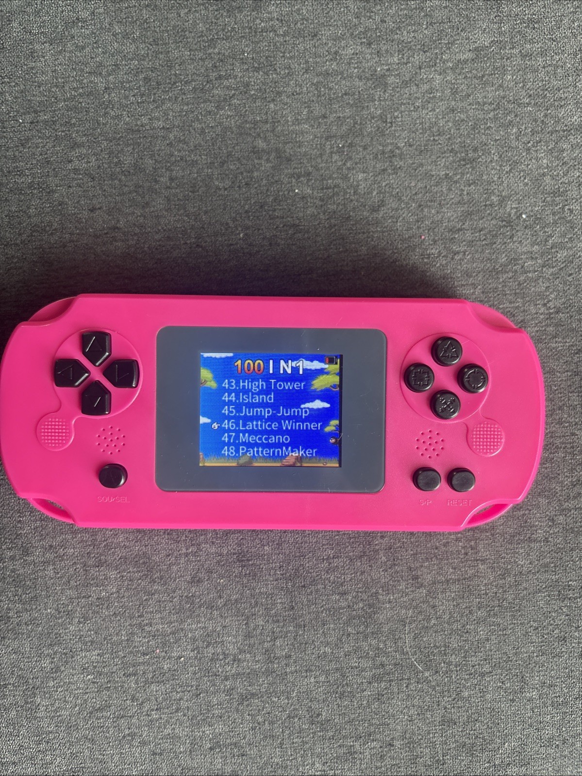 16-Bit Handheld System Pink 3.0in Screen 100 Preloaded Games Battery Powered