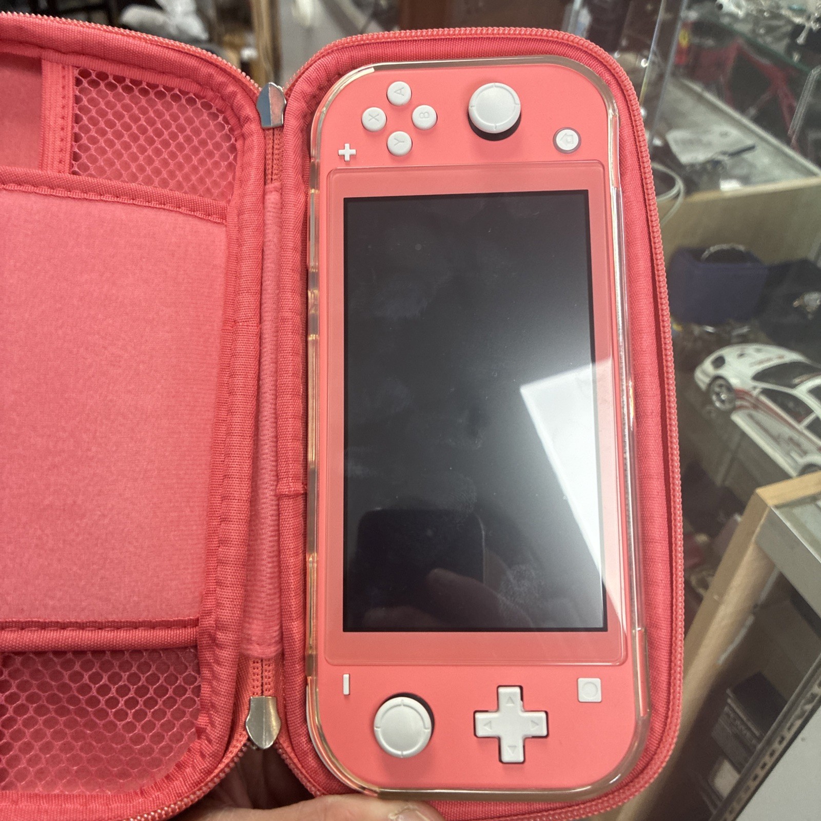 Nintendo Switch Lite Coral, Plastic Hard Case, Zipper Case