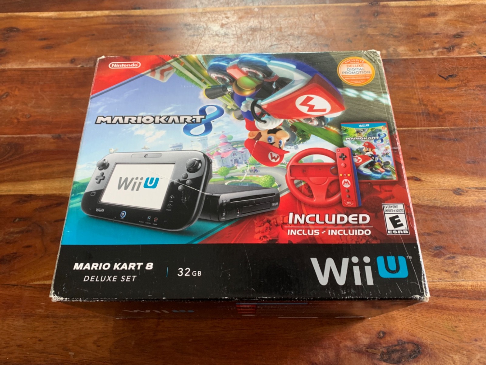 Nintendo Wii U Mario Kart 8 Deluxe Set 32GB Console w/ Mario Wheel Wiimote Rare!