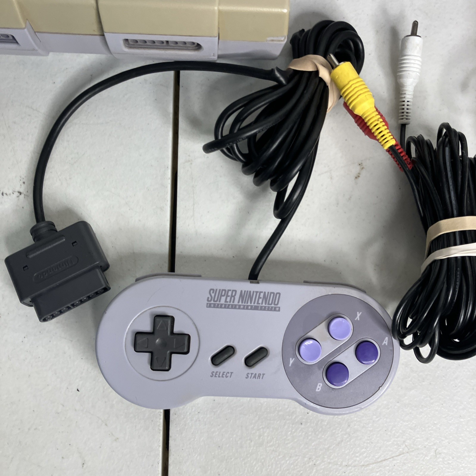 Super Nintendo SNES System Console Bundle W/ 10 Games Mario World Mario Kart
