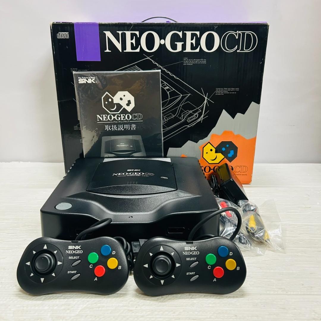 [UNUSED] SNK Neo Geo CD Console CD-T01 Black Complete Set 2 Controllers Box