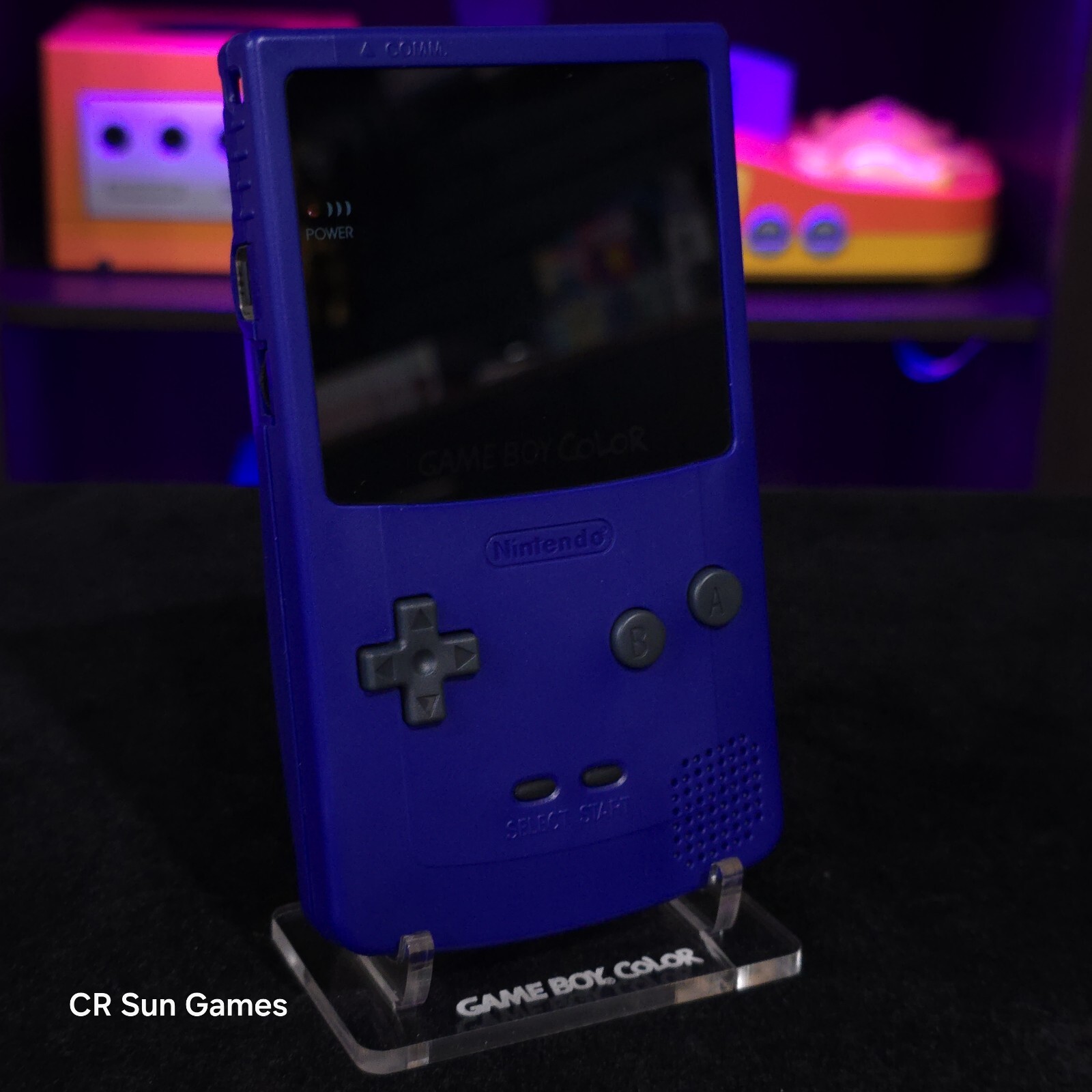 Purple Gameboy Color Console OLED Touch Screen USB-C Rechargeable Battery Mod