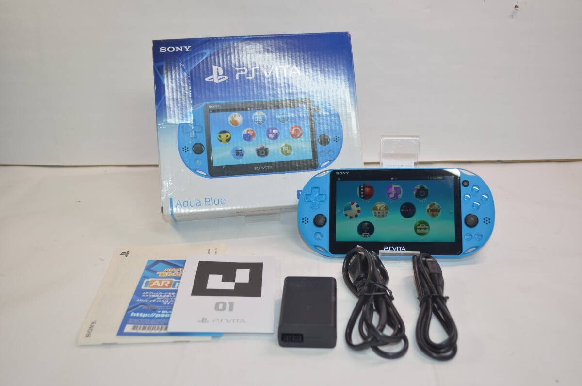 Sony PCH-2000 PlayStation Vita w/ Adaputer Box Blue Good HP
