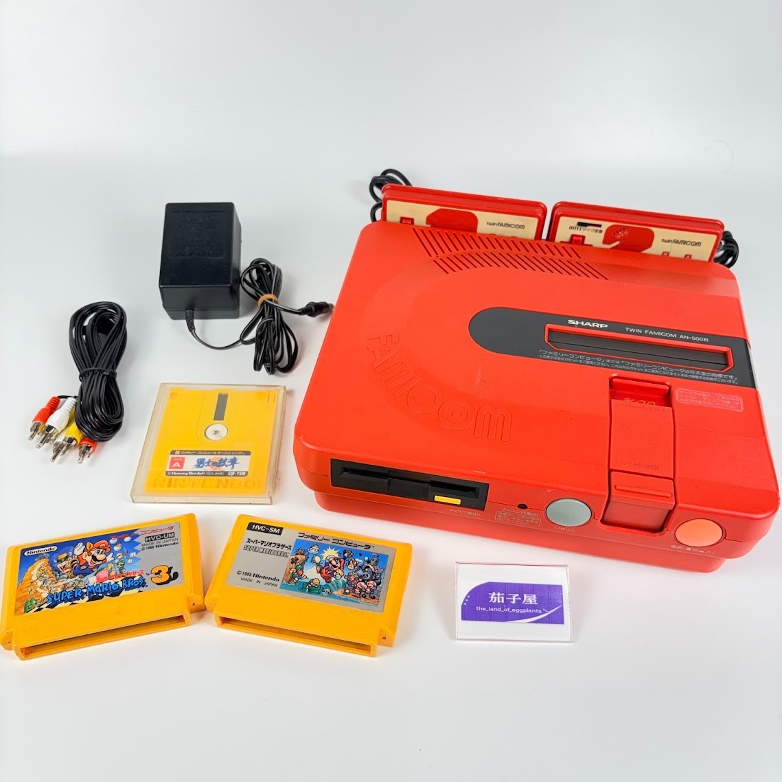 Sharp Twin Famicom AN-500R Console Set Mario Bros 1 3 Yushi no Monsho Disk Japan