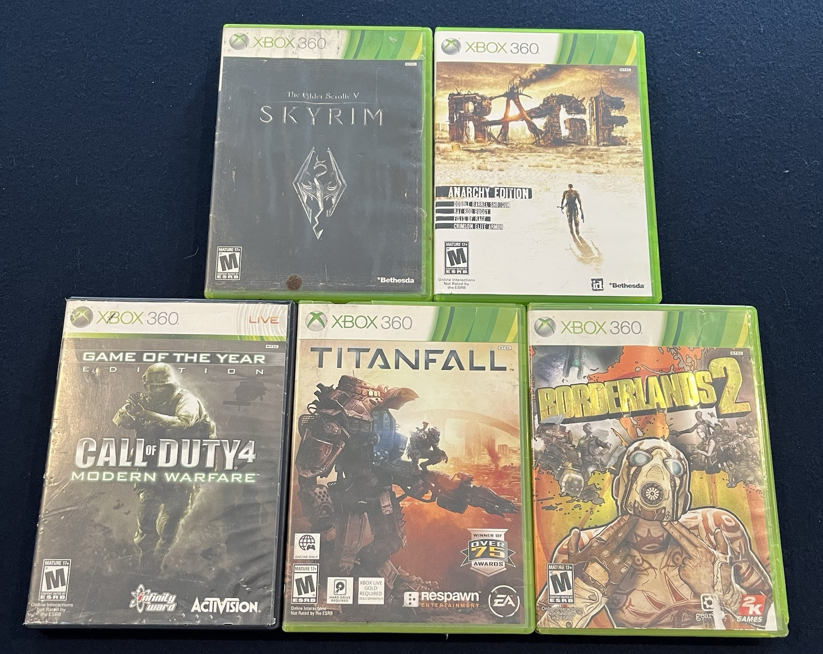 Microsoft Xbox 360 60 GB Console & Cords With 6 Game Bundle-Tested Read Desc