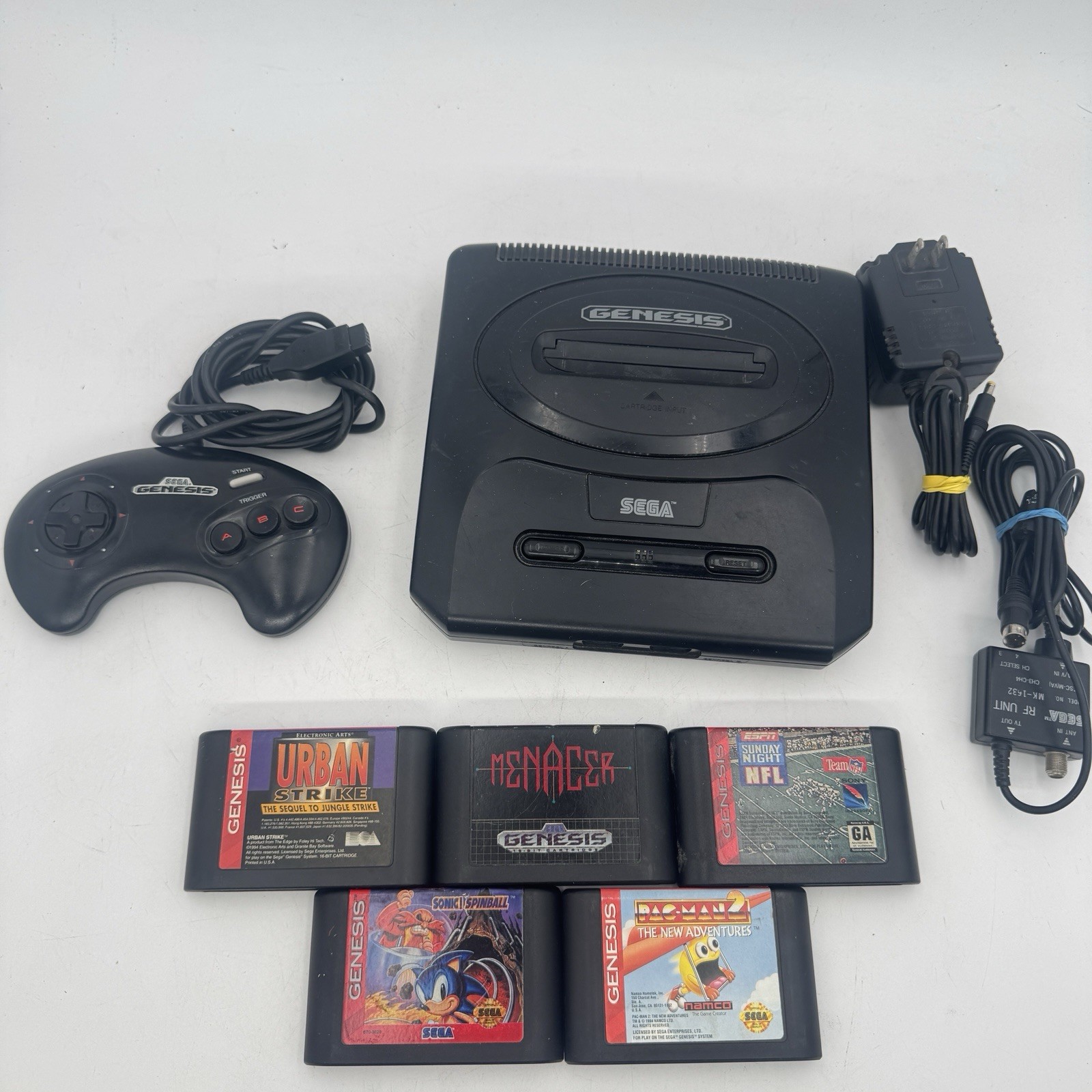Sega Genesis Console MK-1631 W/ 1 Controller And 5 Games Bundle
