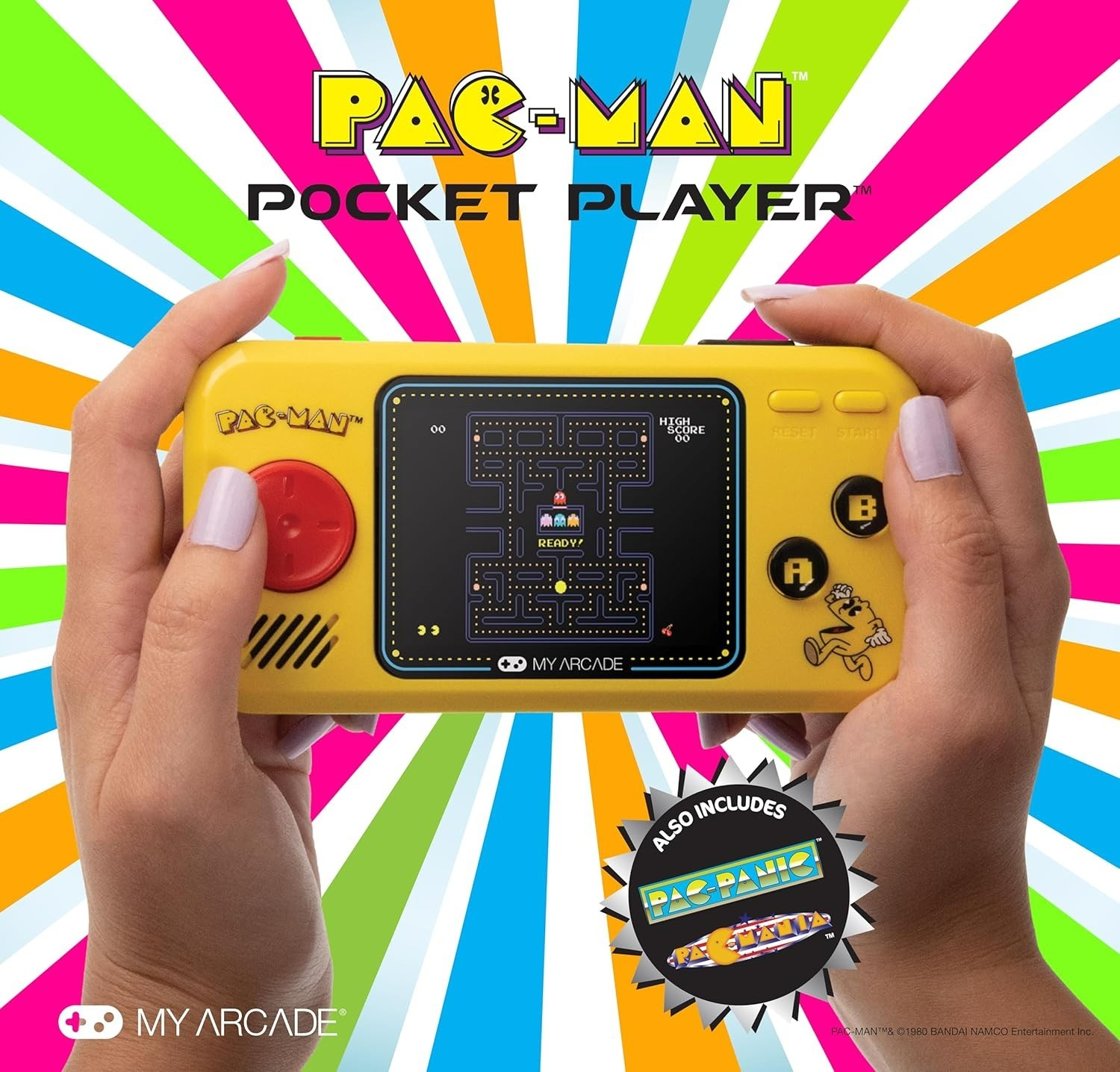 Nostalgic Handheld Game Console – Pac-Man Collection with Full Color Display