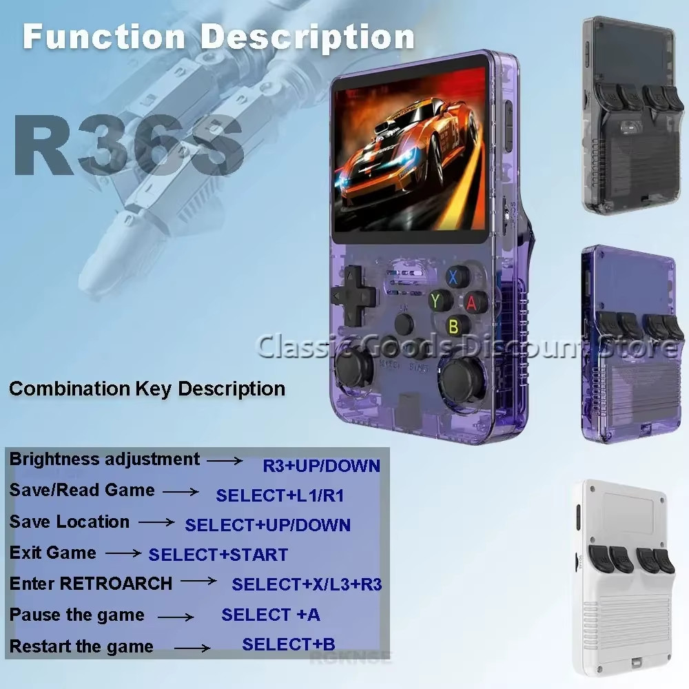 R36S Retro Handheld Video Game Console Linux System 3.5 Inch IPS Screen