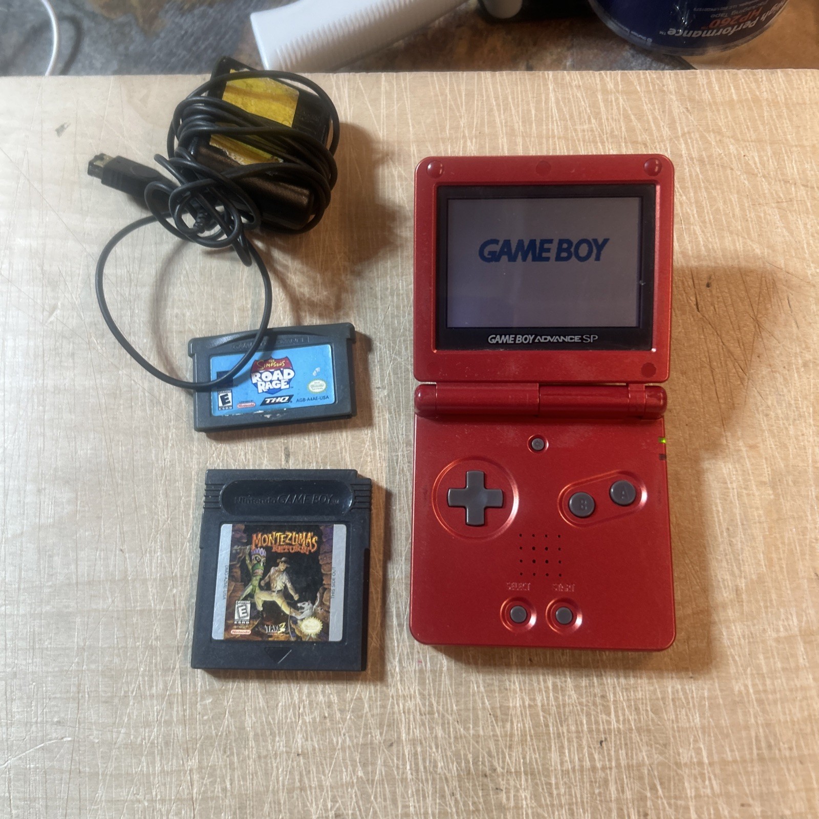 Nintendo Game Boy Advance SP Handheld System – Flame Red And 2 Games