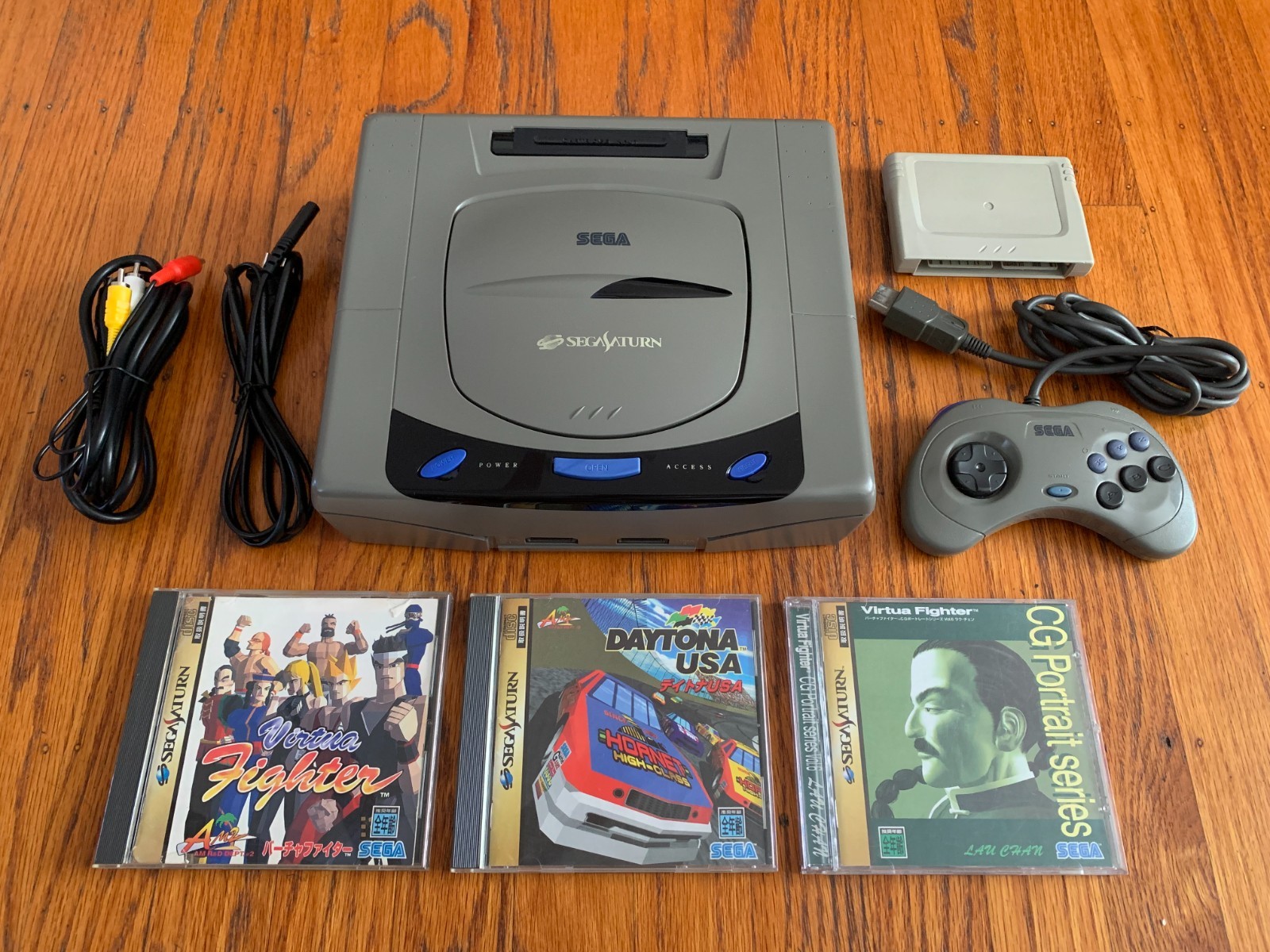 Sega Saturn gray Japanese console system Virtua Fighter Daytona USA memory card