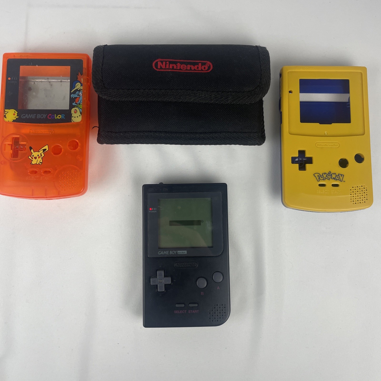 Nintendo Game Boy Pocket MGB-001 Black + Case & Pokémon Reshells~ Tested Working