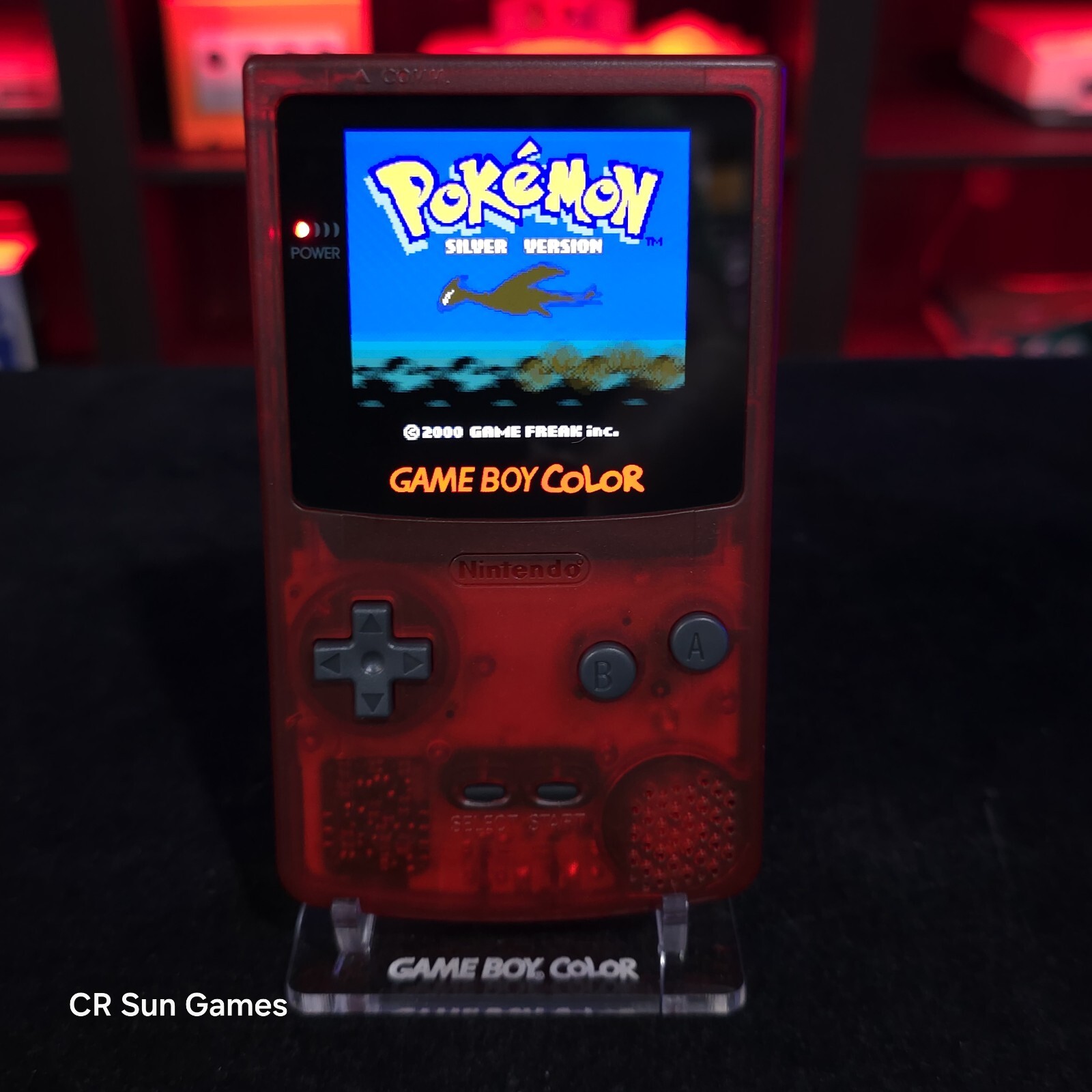 Clear Red Gameboy Color Console OLED Touch Screen And USB-C Rechargeable Battery