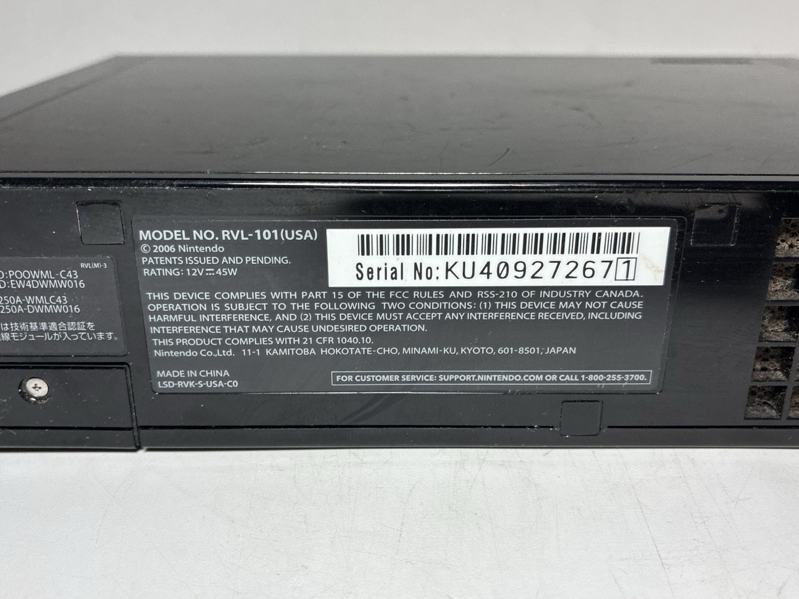 Nintendo Wii Replacement Console Only Black RVL-101 (USA) Tested