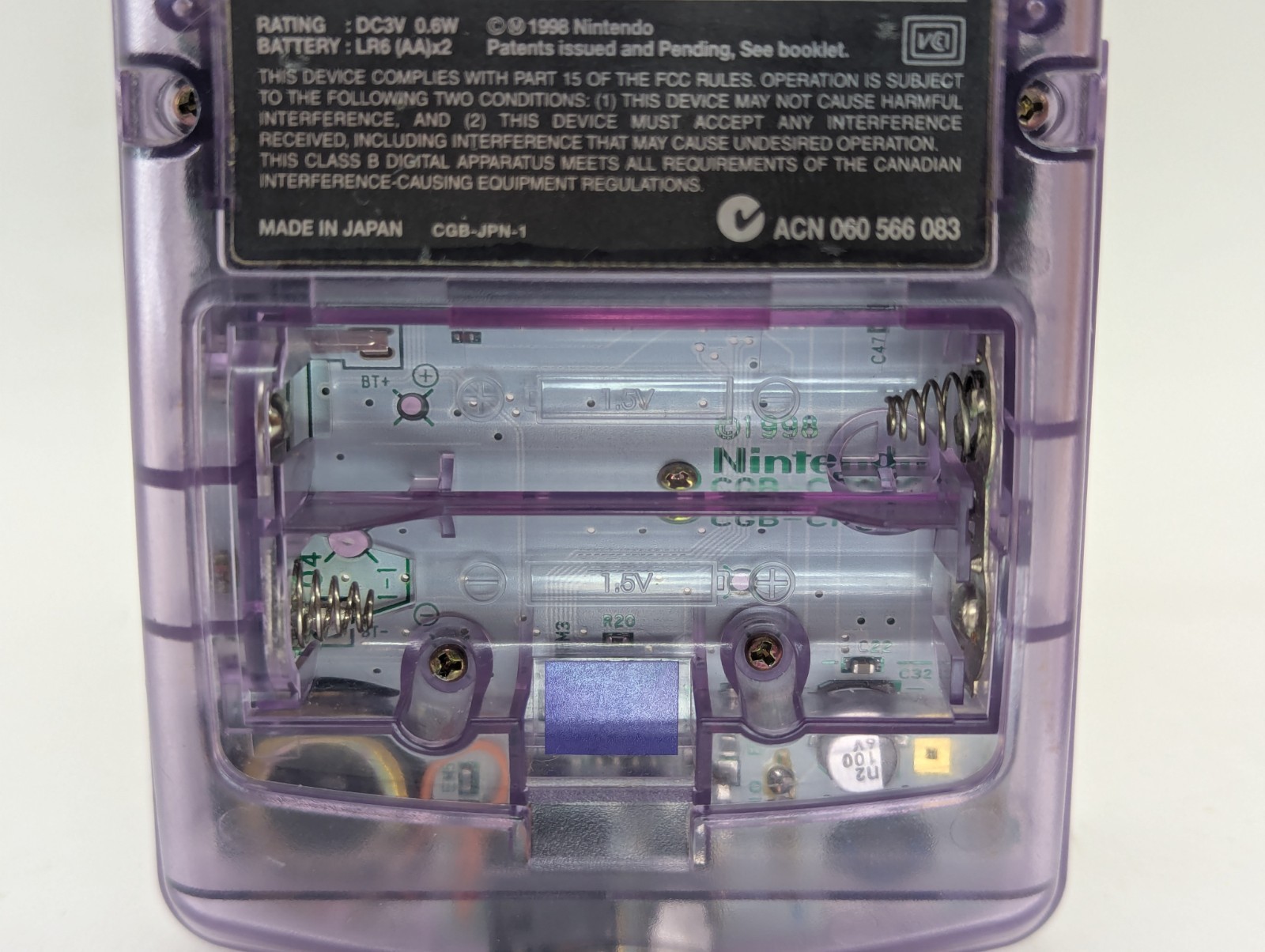 Nintendo Game Boy Color System Atomic Purple Tested Working All Original CGB-001