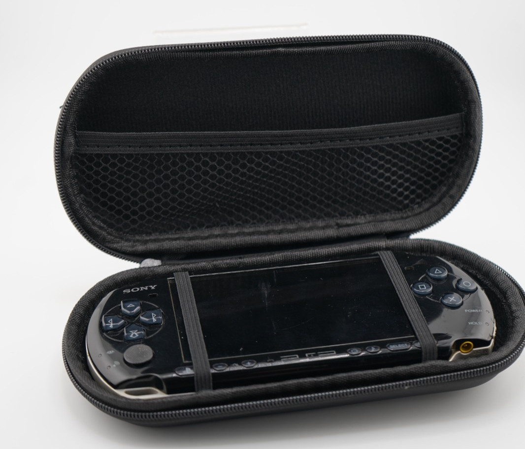 Sony PSP-3000 Console with OEM Battery, Game, 64GB SD, Case Bundle – Piano Black